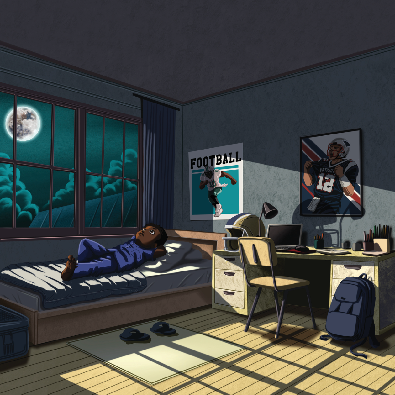 Max lying in bed at night